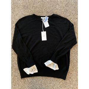 Nordstrom Black Crewneck Wool Blend Sweater - Medium